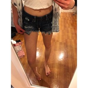 Dark Wash Distressed Pocket Detailed Shorts